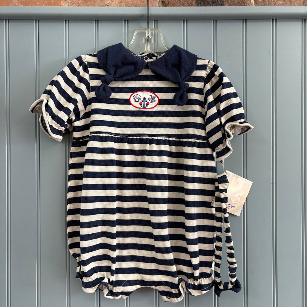 Baby Doe-Spun Striped Sailor Bodysuit 24 Months Blue White